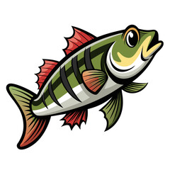 Bass Fish Vector Art On White
