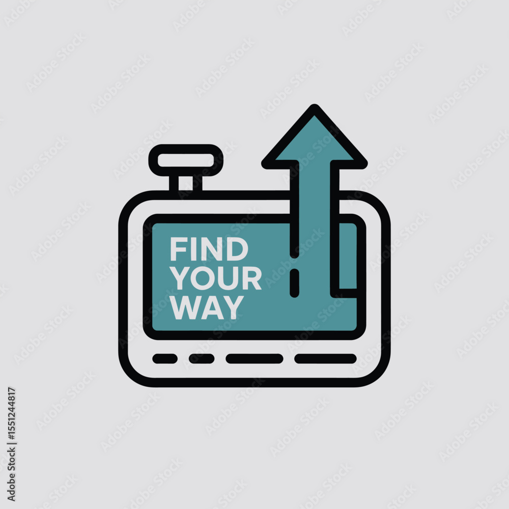 Aufkleber teal and green gradient g p s device icon find your way upward arrow navigation app interface design