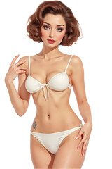 Woman in a white bikini poses for the camera