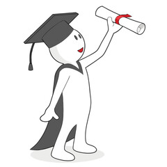 Happy graduate holding diploma illustration