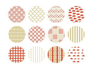 和柄　パターン　装飾　イラストセット