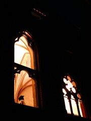 stained glass window in old castle
