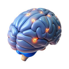 3d Render Of Human Brain With Glowing Neural