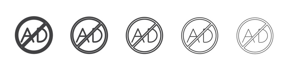 No ads icon outline ilustration vector symbol
