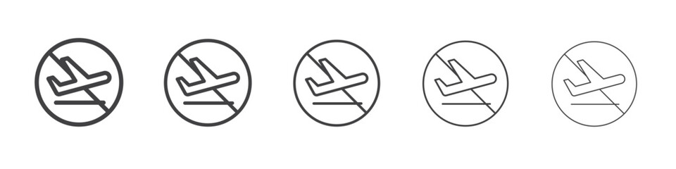 no flight or fly zone icon outline ilustration vector symbol