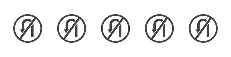 No U turn sign icon outline ilustration vector symbol
