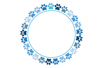 Colorful Round frame design concept of Dog foot prints isolated on white background - vector illustration
