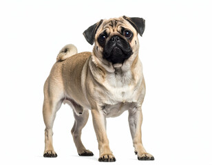 Obraz premium Curious Pug A Head-Tilted Portrait of an Adorable Pug Dog