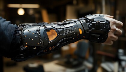 Cybernetic forearm attachment with high-detail nanotech casing and wiring