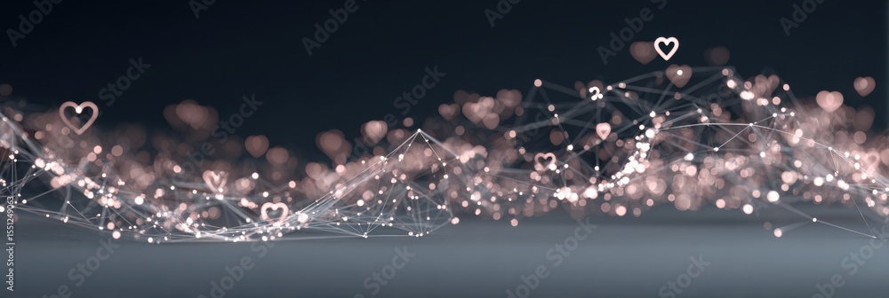 Aufkleber abstract network of interconnected hearts illuminated by glowing threads creates a vibrant display o