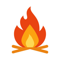 Campfire icon vector illustration for outdoor fire pit on white background