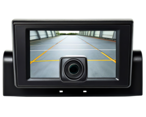 High-resolution car parking monitor with clear display screen on a transparent background