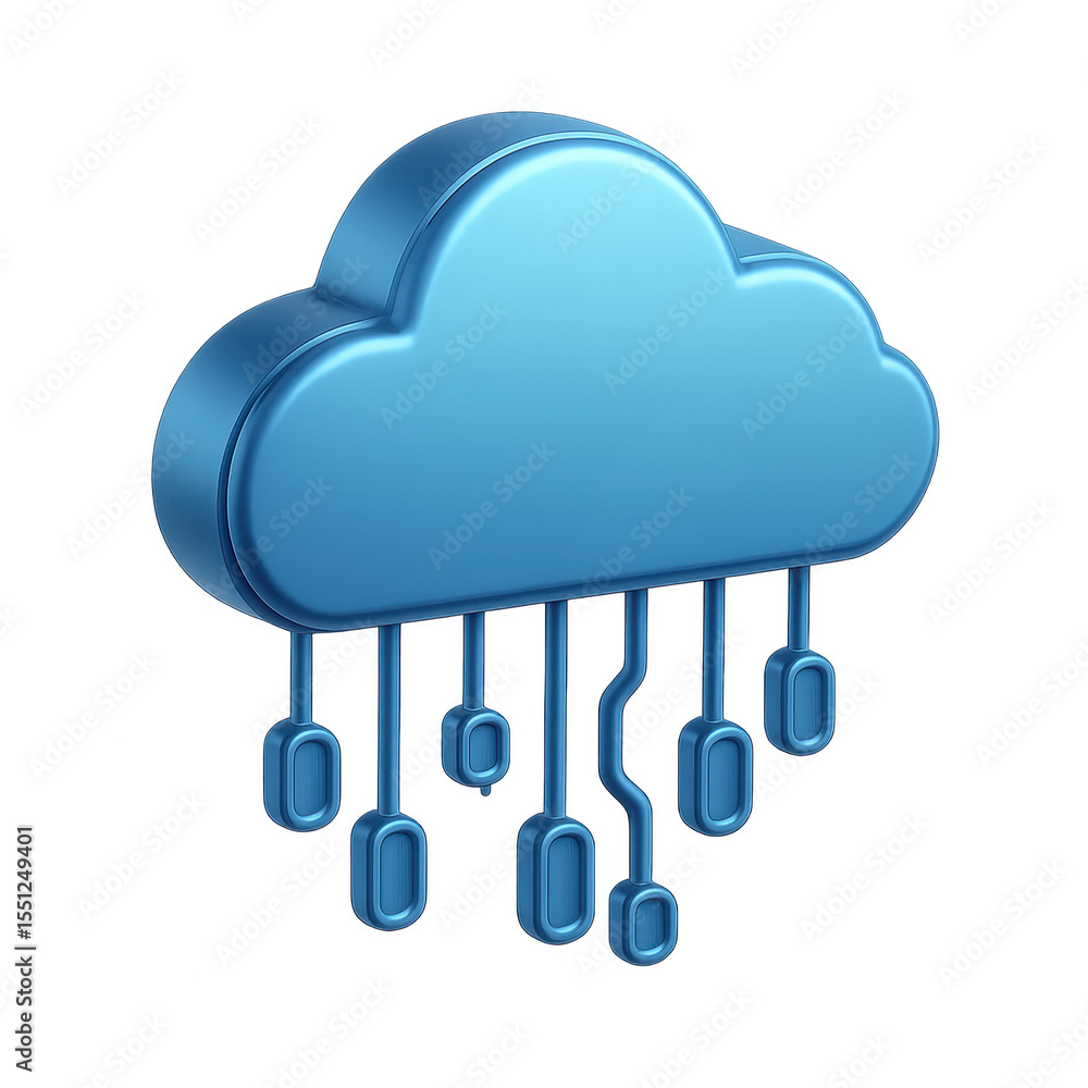 Fototapete Cloud Data Integration: A modern, visually compelling graphic representation of a cloud, symbolizing the core of digital data management and connectivity. It embodies the concepts of secure.