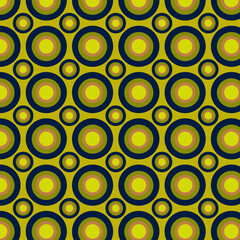 Retro Circle Pattern in Green, Yellow, and Blue