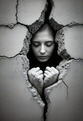 Breaking free concept with woman's hands