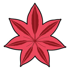 Geometric red blossom design, symmetrical petal art for decorative and tattoo use