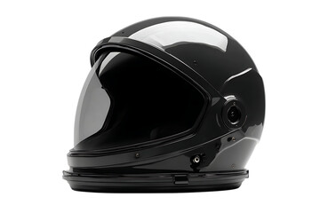 Fototapeta premium Black futuristic helmet, space exploration, safety gear.