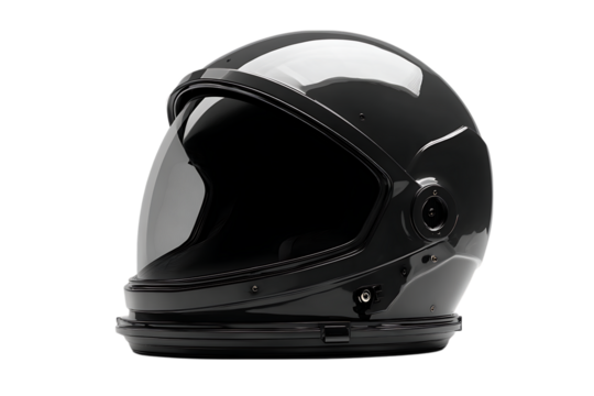 Black futuristic helmet, space exploration, safety gear.