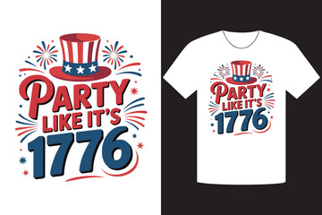 Fourth of July TShirt Mockup Featuring a Festive Party Like It's 1776