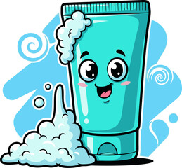 Joyful Cartoon Tube of Teal Cleansing Foam