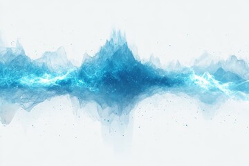 Abstract icy blue wave form, textured with subtle light and dark variations, set against a white background