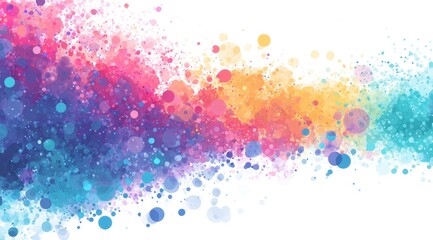 Abstract colorful paint splatter wave, vibrant hues blend in a flowing, dynamic pattern on a white background