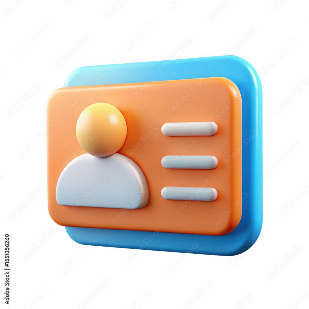 Poster 3 d rendered light blue rounded edge i d card isolated on a transparent background identification