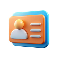 3 D Rendered Light Blue Rounded Edge I D Card isolated on a transparent background identification