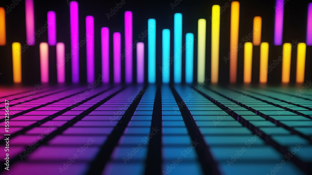 Aufkleber vibrant sound wave visualization with colorful bars and geometric patterns capturing the essence of 
