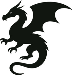 Flying Dragon Silhouette Vector - Mythical Fantasy Beast