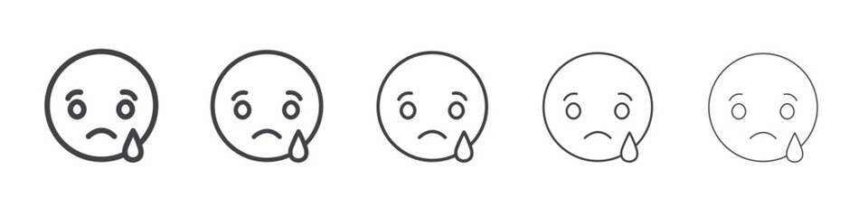 Obraz premium Sad Social media emoji icon outline ilustration vector symbol