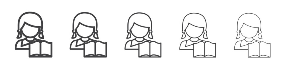 School girl icon outline ilustration vector symbol
