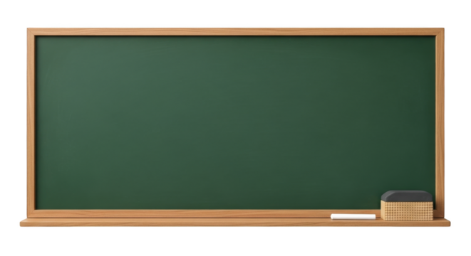 Blank Green Chalkboard With Chalk And Eraser - Powered by Adobe