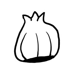 Garlic Clove Vector Illustration. Simple Doodle for Spice, Cooking, Healthy Food, and Ingredient Concepts Hand-Drawn Style Black and White