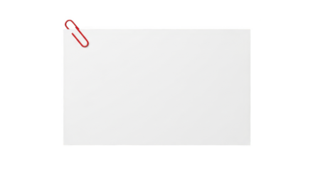 Blank Paper Note With Red Paperclip