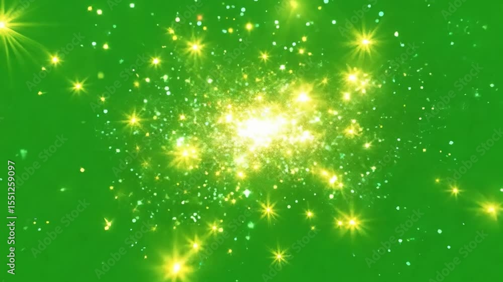 Poster abstract sparkle of energy: a vibrant display of yellow sparks and glimmering stardust explodes agai