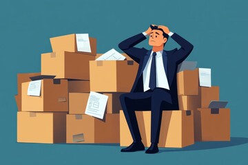 Lay off workers. Sad fired Businessman feeling stress after losing his job in the office., Generative AI