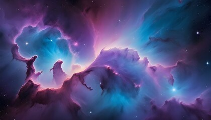 Fototapeta premium Vivid and colorful nebula in deep space, showcasing cosmic beauty.