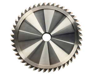 Circular saw blade for cutting materials on a transparent background