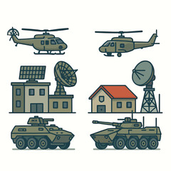 Fototapeta premium national defense (military, war equipment and military strategy, technology, cyberwar). globalization, diplomacy, and world peace. vector illustration