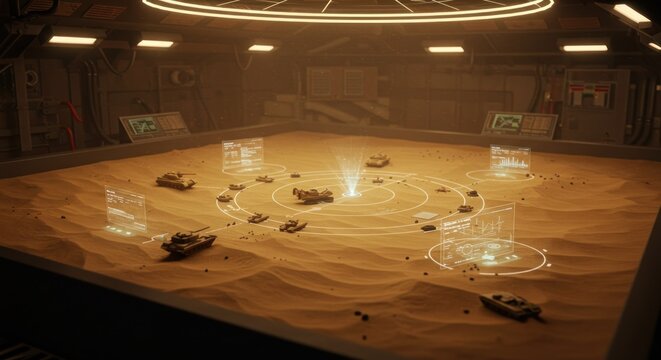 Miniature Tanks in Sand Simulation with Holographic Interface