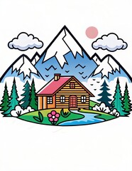 Fototapeta premium landscape with house