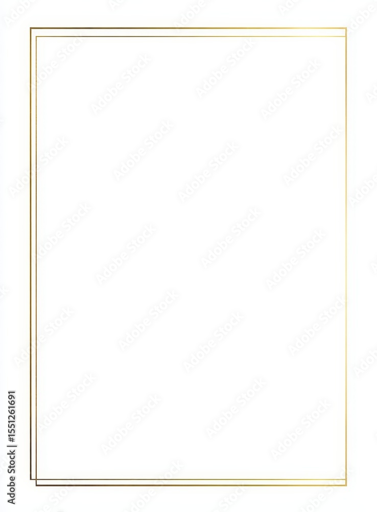 Fototapete minimalist white background with a double gold rectangular frame