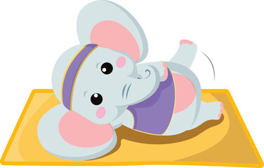Adorable Elephant Practicing Yoga Cute Cartoon Illustration