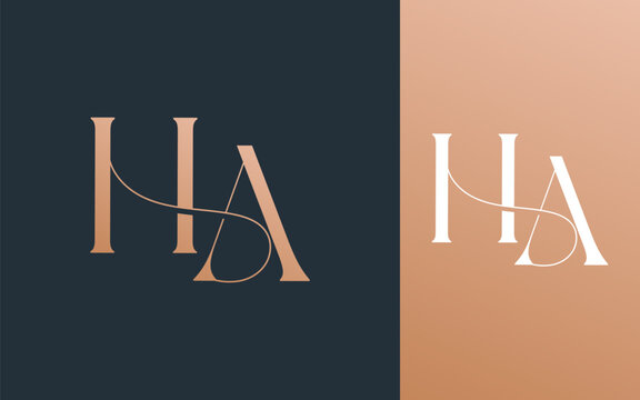 Initial letter HA AH logo design vector illustration for couple, wedding, and business