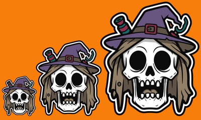 Halloween Skull Character sticker Set, perfect for spooky seasonal and Halloween designs sticker