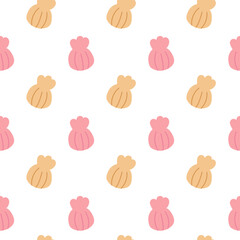 Vector flat seamless pattern with shell