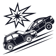 Car crash collision impact illustration graphic design