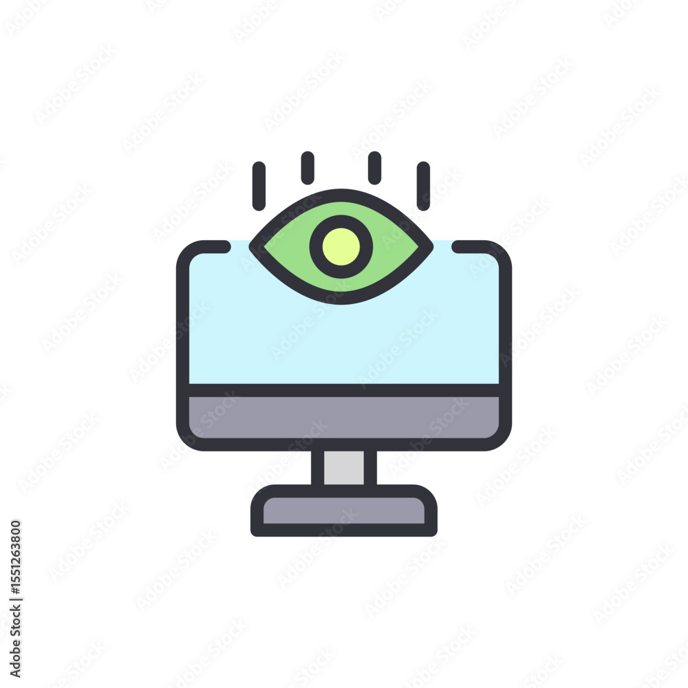 Poster monitoring data stream with eye on computer for security system