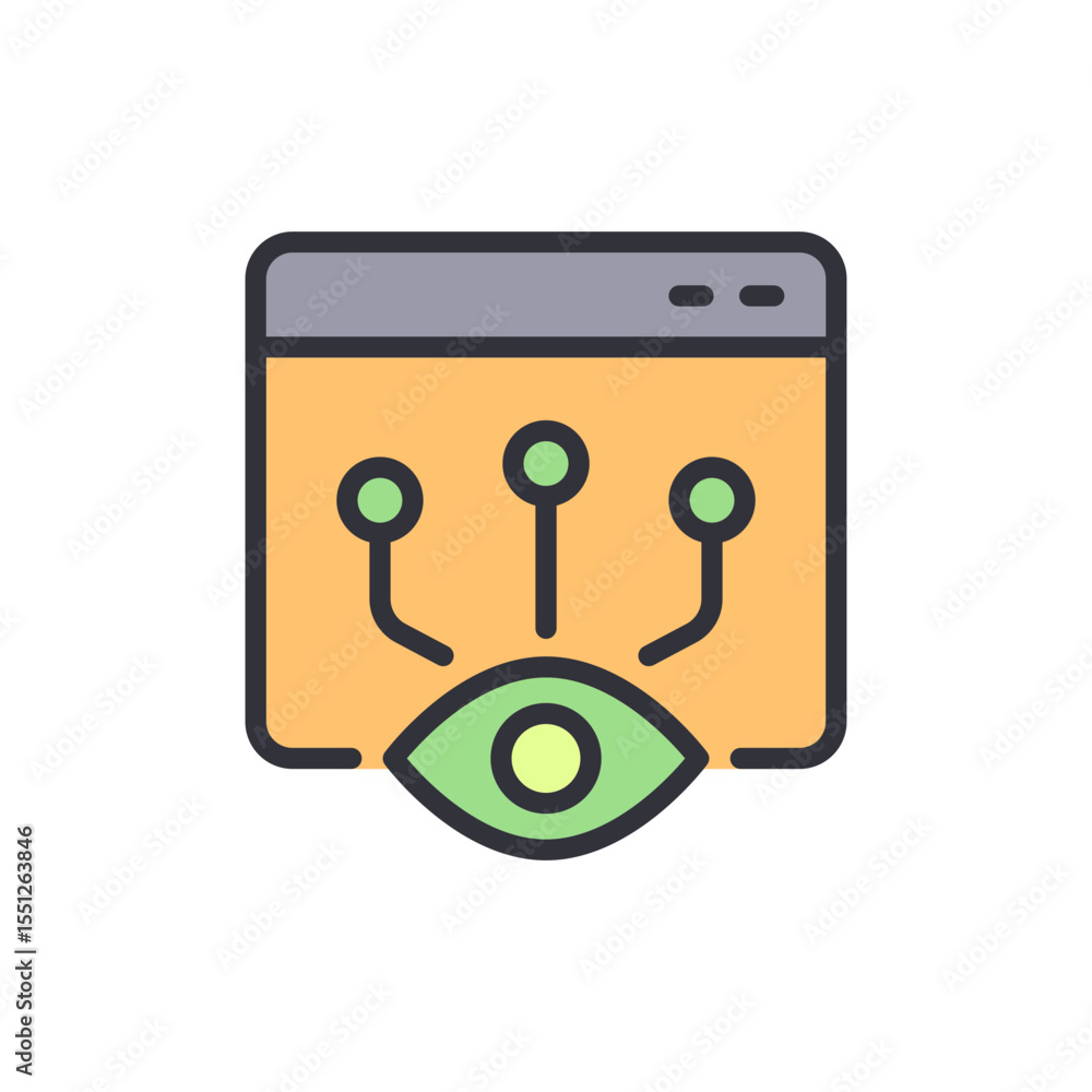 Poster illustration of computer vision technology and visual data processing